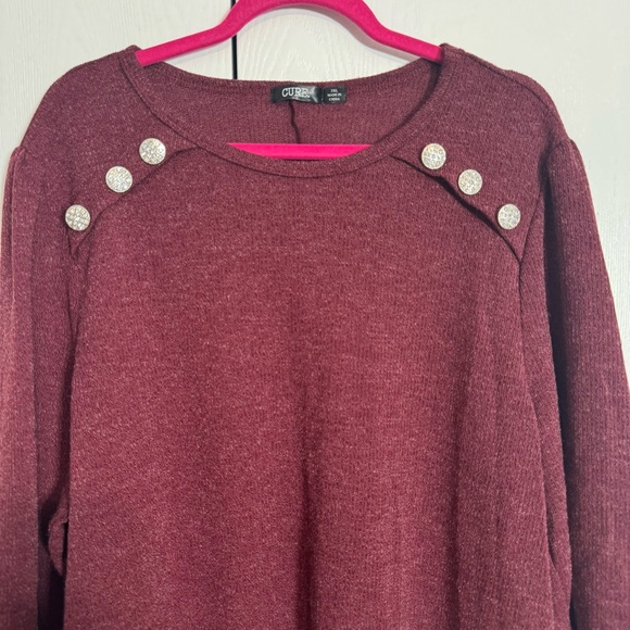 NWT. Cure Women's Ribbed Sweater Size 3X. Maroon color long sleeve sweater - Picture 2 of 12